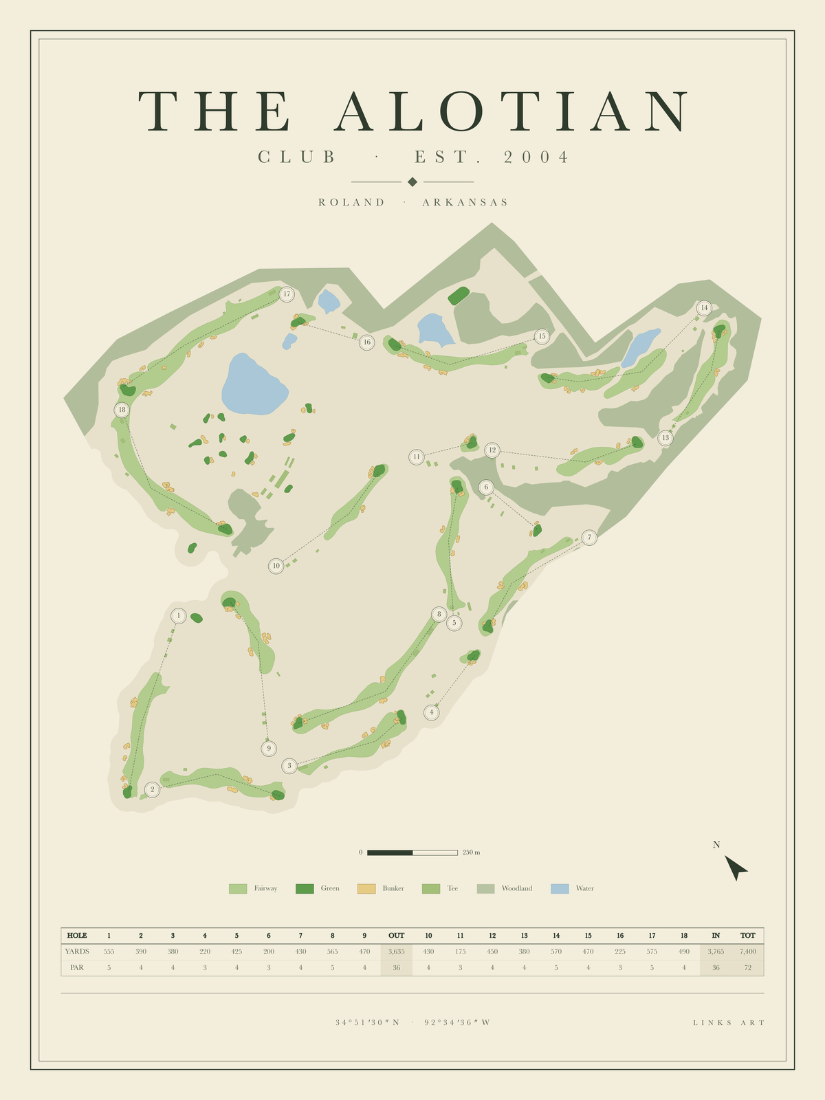 The Alotian golf course map poster, portrait