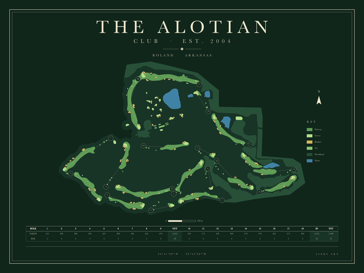 The Alotian golf course map poster, Fescue, landscape