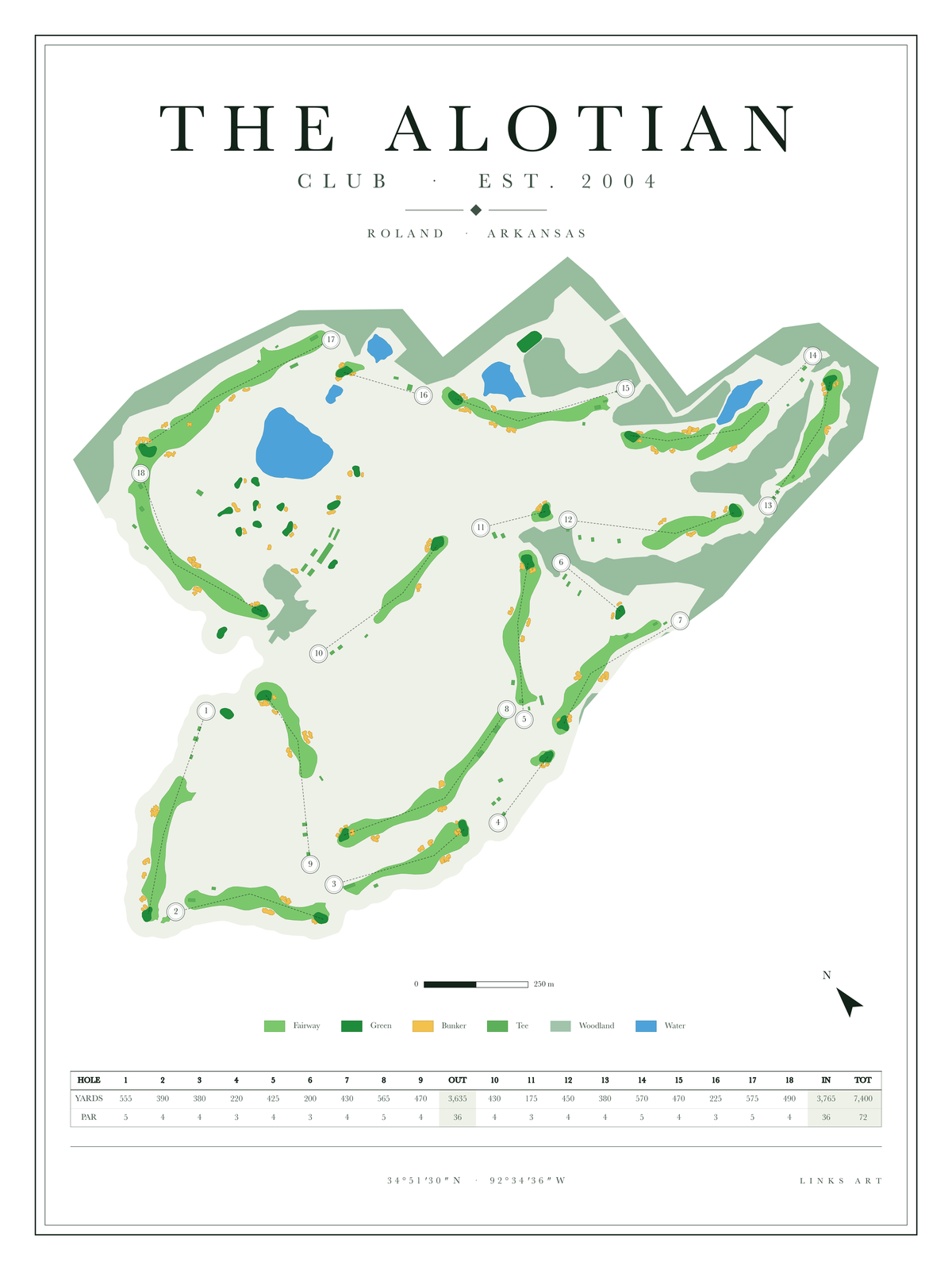 The Alotian golf course map poster, Chalk, portrait