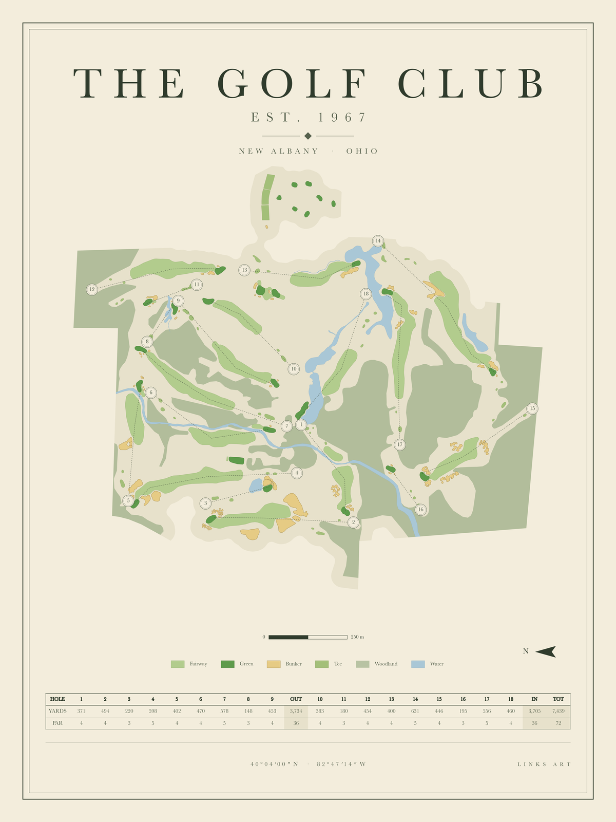 The Golf Club golf course map poster, portrait
