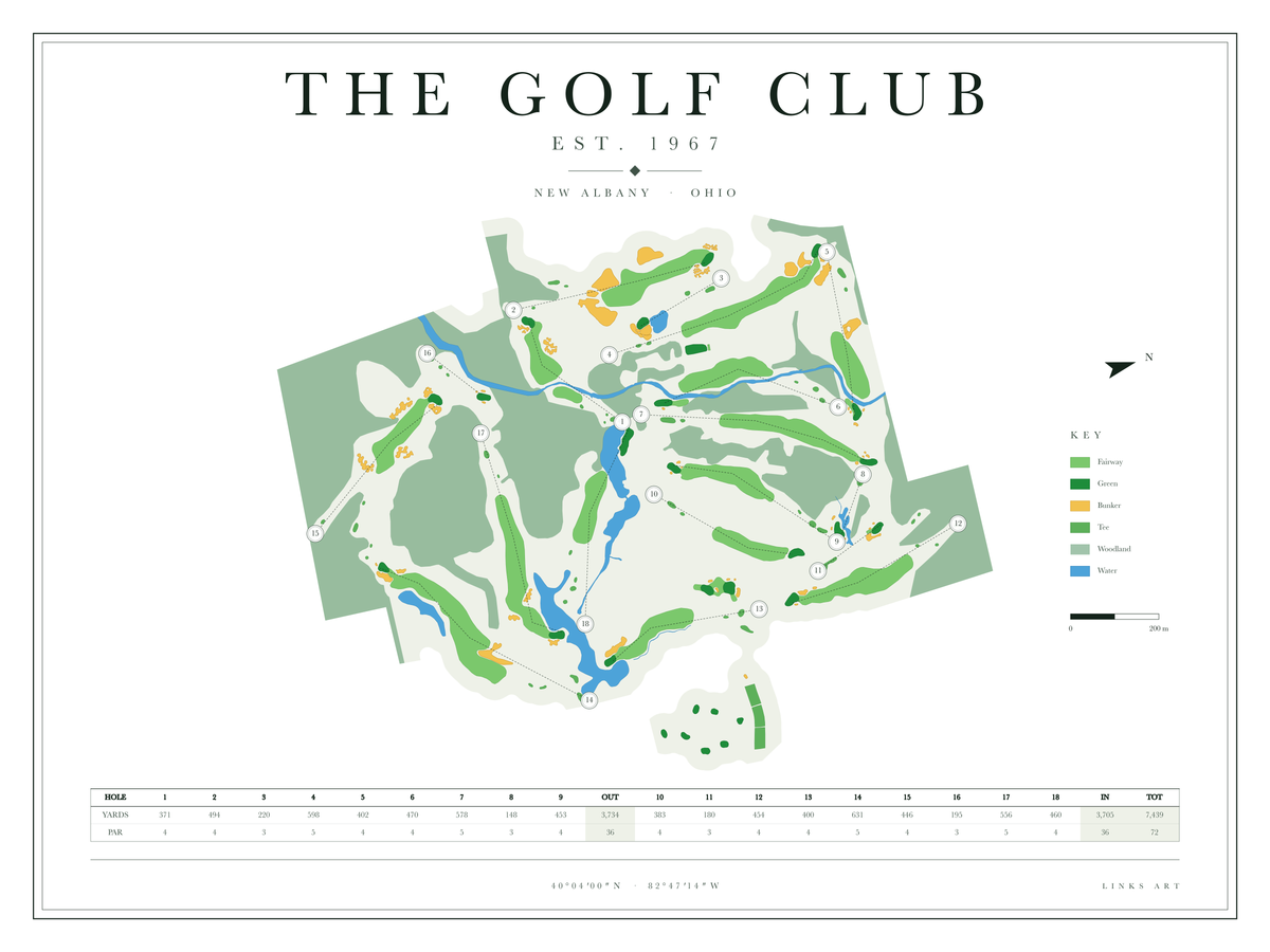 The Golf Club golf course map poster, Chalk, landscape